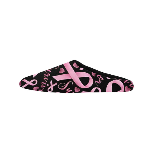 Breast Cancer Woman Slippers Women's Non-Slip Cotton Slippers (Model 0602)