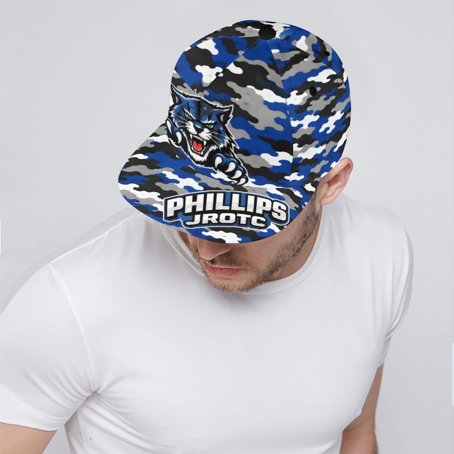 Phillips Wildcats JROTC Blue Camo Snapback Hat | Wildcat Territory 2026 Alumni Cap