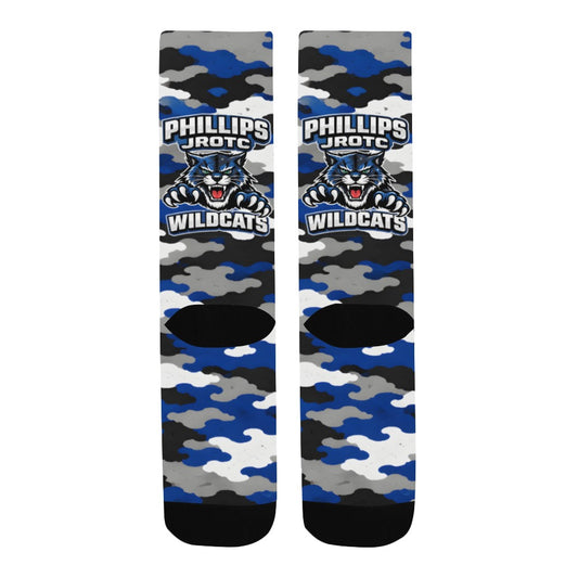 Phillips Wildcats JROTC Socks | Blue Camo Alumni Crew Socks | Wildcat Territory Apparel