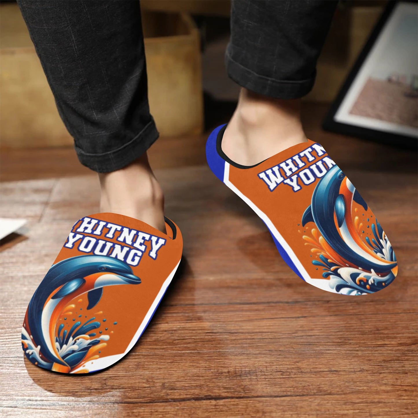 Mens Slippers Whitney Young Men's Non-Slip Cotton Slippers (Model 0602)