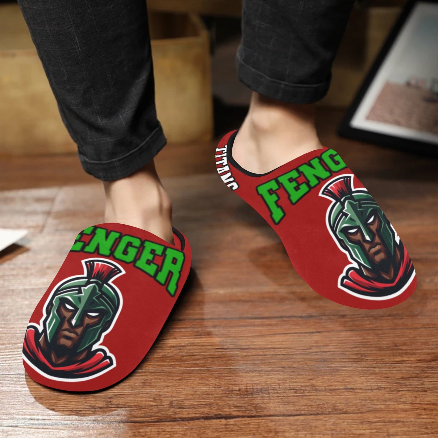 Mens Slippers Finger 3 Men's Non-Slip Cotton Slippers (Model 0602)