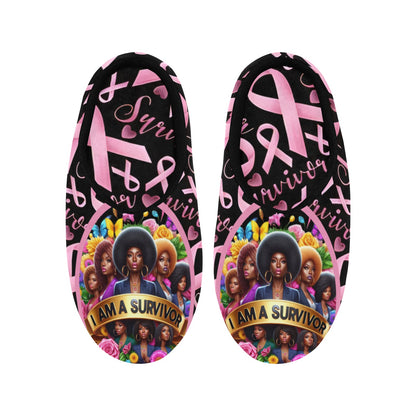 Breast Cancer Woman Slippers 2 Women's Non-Slip Cotton Slippers (Model 0602)