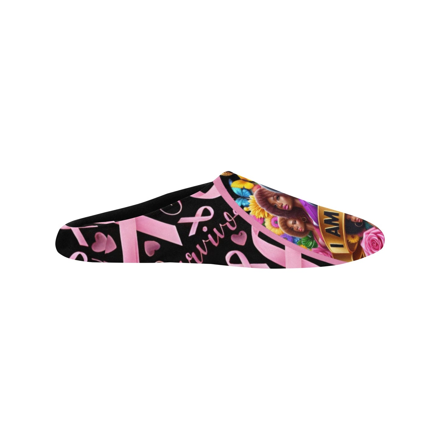 Breast Cancer Woman Slippers 2 Women's Non-Slip Cotton Slippers (Model 0602)