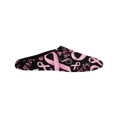 Breast Cancer Woman Slippers Women's Non-Slip Cotton Slippers (Model 0602)