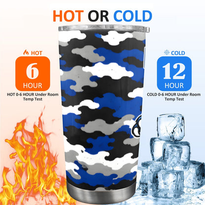Phillips Wildcats JROTC 20 oz Tumbler | Blue Camo Alumni Travel Cup | Wildcat Territory Drinkware