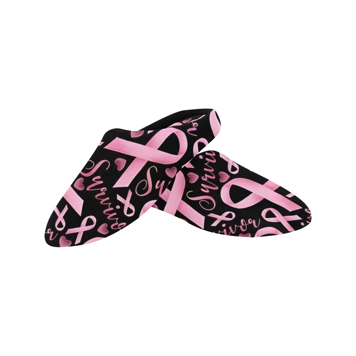 Breast Cancer Woman Slippers Women's Non-Slip Cotton Slippers (Model 0602)