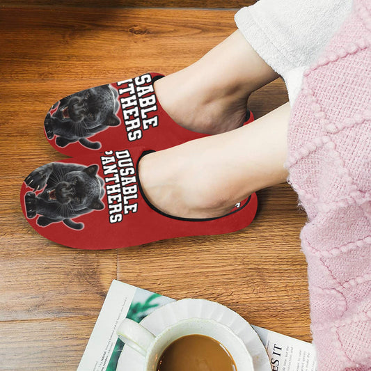 Dusable Woman Slippers Red Women's Non-Slip Cotton Slippers (Model 0602)