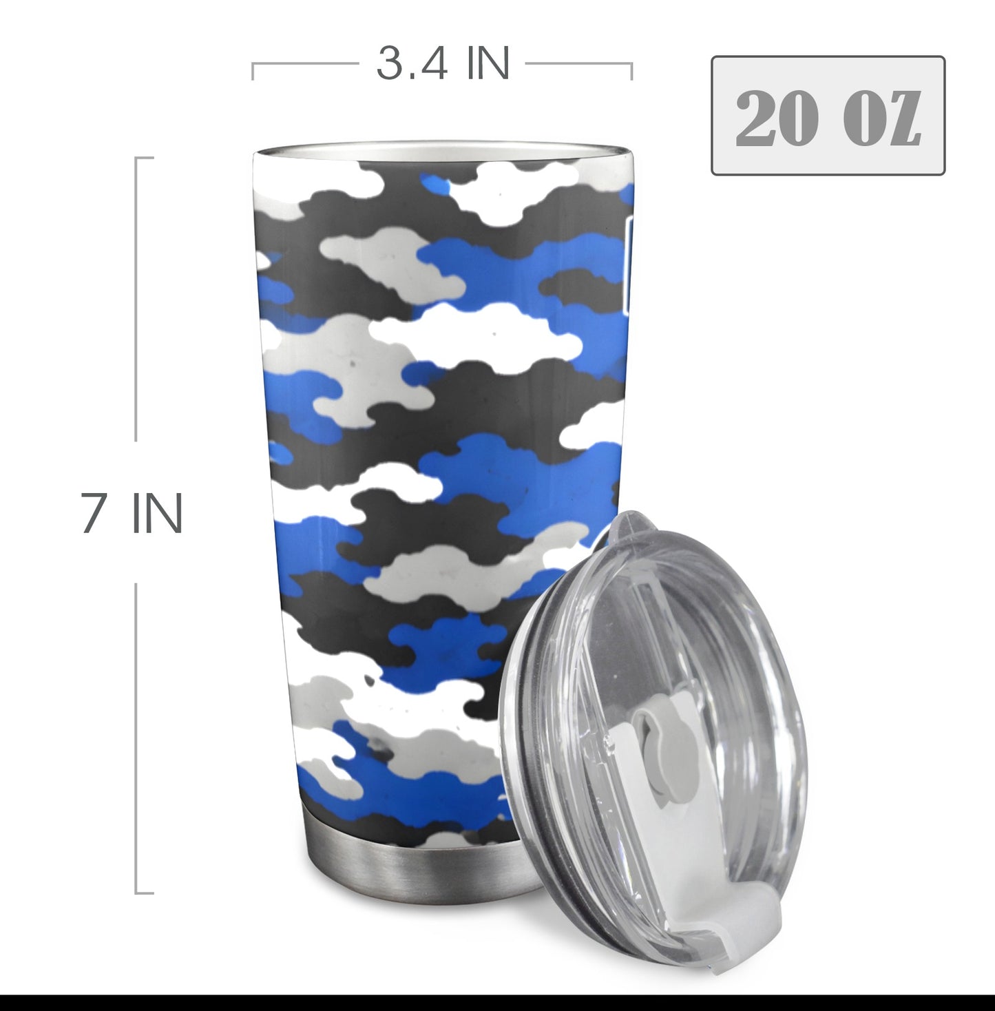 Phillips Wildcats JROTC 20 oz Tumbler | Blue Camo Alumni Travel Cup | Wildcat Territory Drinkware