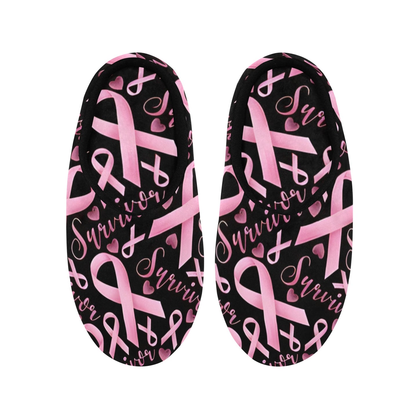 Breast Cancer Woman Slippers Women's Non-Slip Cotton Slippers (Model 0602)