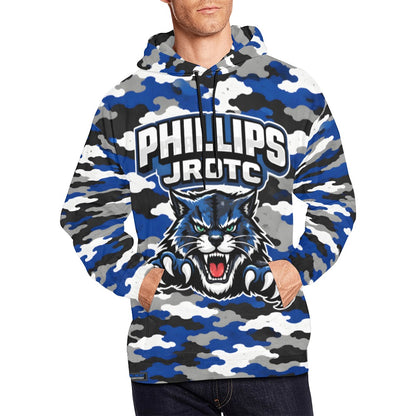 Phillips Wildcats JROTC Blue Camo Hoodie 2026 | All-Over Print Alumni Hoodie | Wildcat Territory Pullover