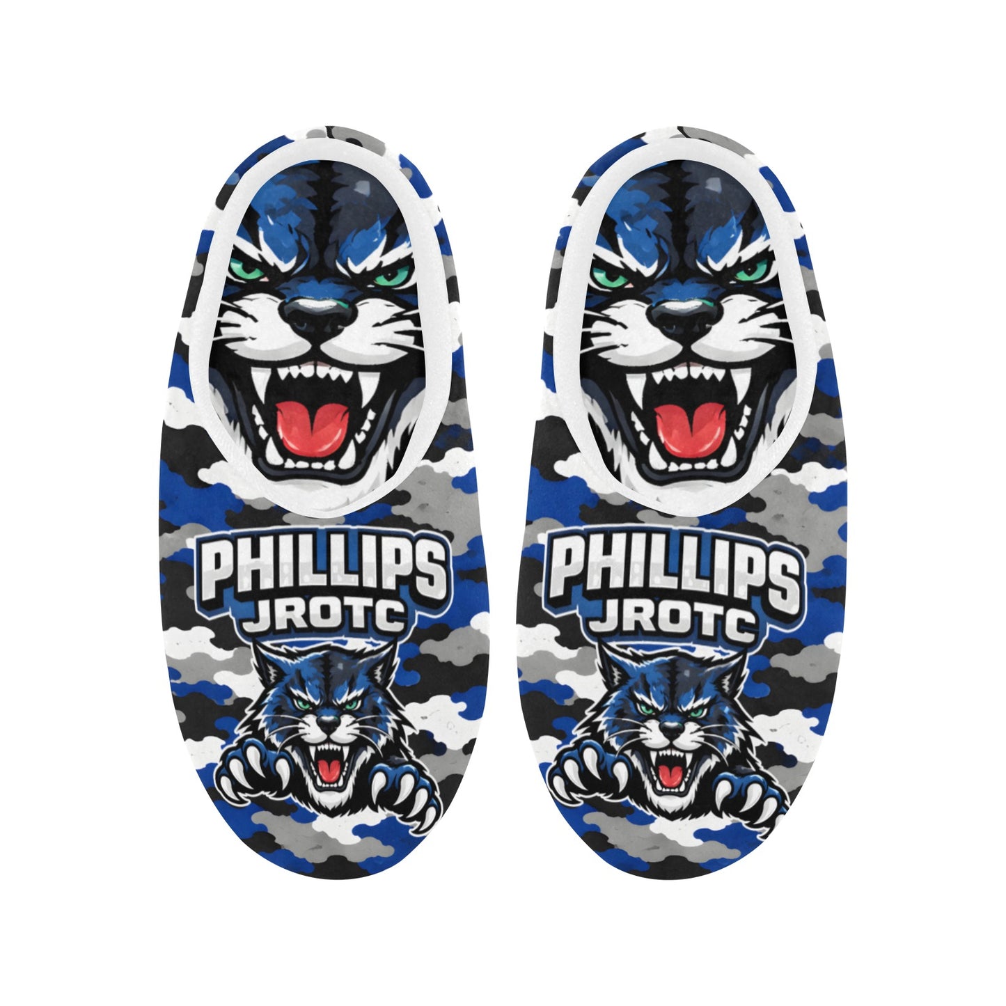 Phillips Wildcats JROTC Blue Camo Slippers - Mens Men's Non-Slip Cotton Slippers