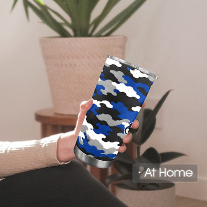 Phillips Wildcats JROTC 20 oz Tumbler | Blue Camo Alumni Travel Cup | Wildcat Territory Drinkware