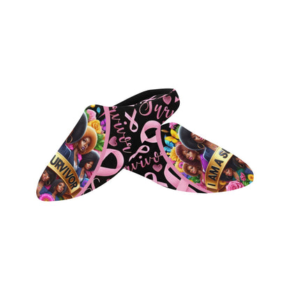 Breast Cancer Woman Slippers 2 Women's Non-Slip Cotton Slippers (Model 0602)
